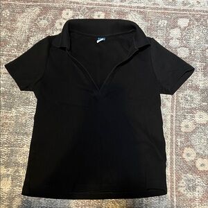 Old Navy Black V Neck Polo cropped Polo